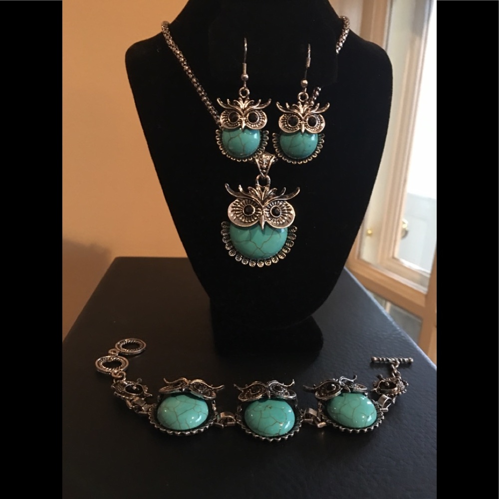 3pc Stainless Steel and Turquoise Set